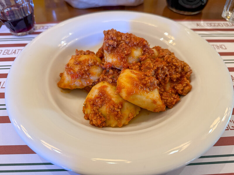 Tordelli pasta at Locando Buatino in Lucca, Italy