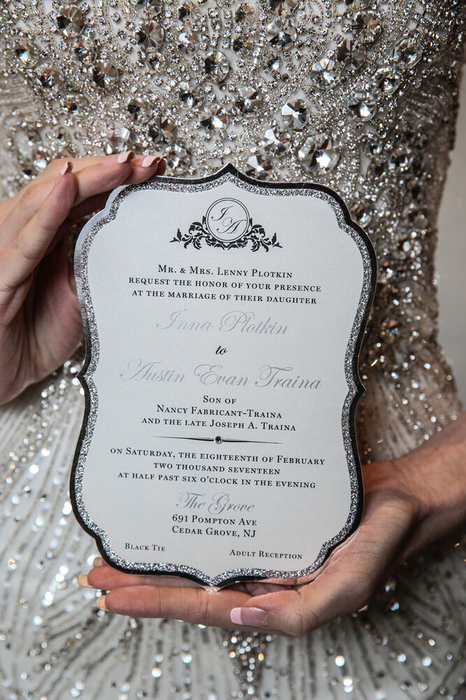 Elegant silver classic wedding invitations 