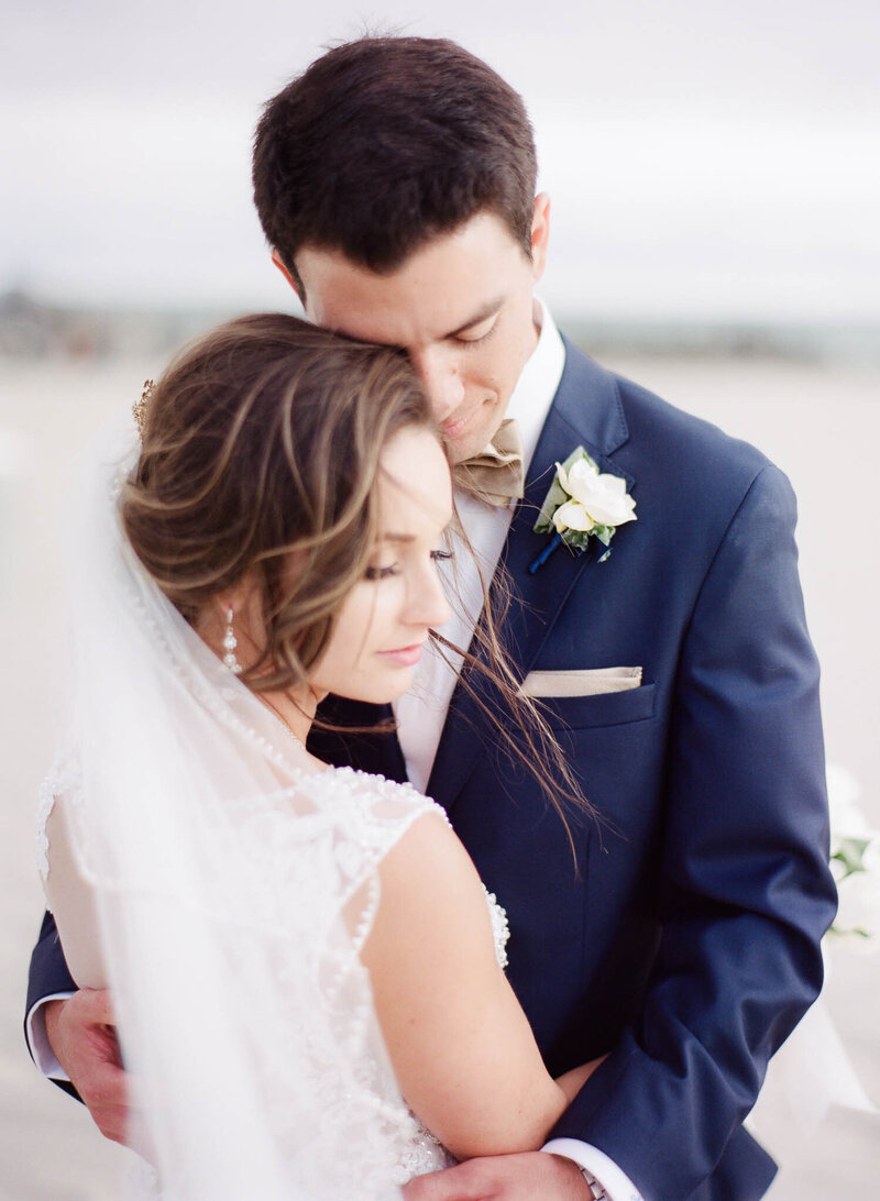 Bride and groom walk up memorial steps at their DC wedding