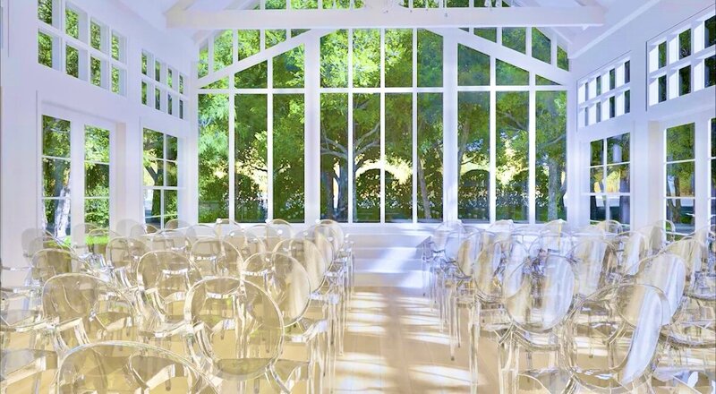Open chapel doors revealing elegant ceremony space at The Promise of 2912 wedding venue in Indiana.