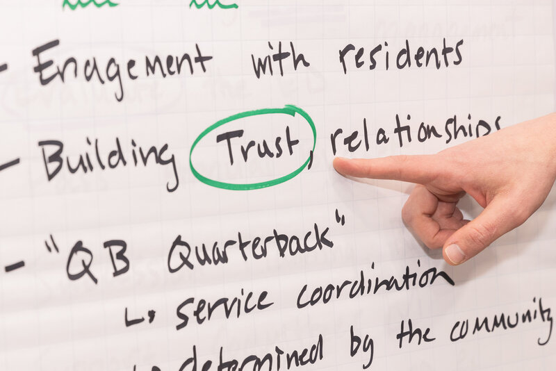 hand pointing to the work trust on a paper board Atlanta brand Photographer