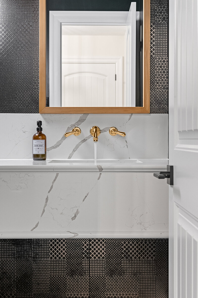 Moody Luxe Powder Room Design from Essence Designs in Ottawa