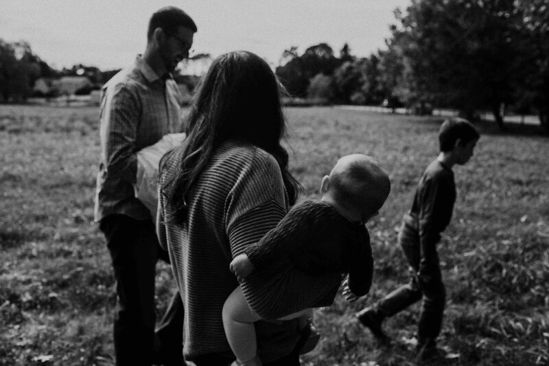 Family at a field in Cape Cod