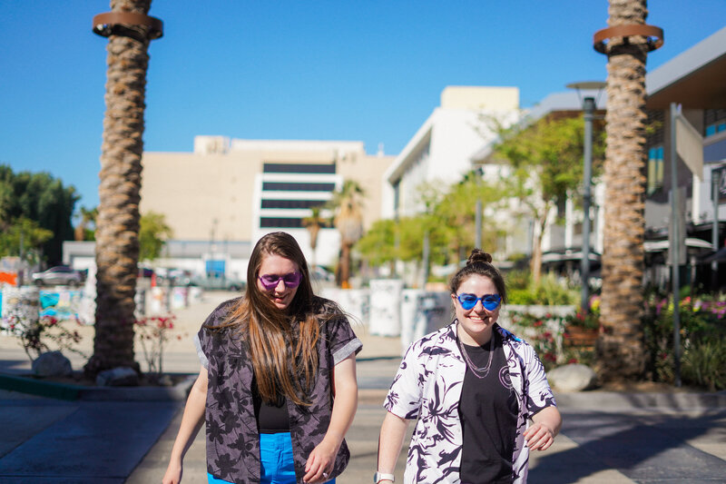 KP and Jessie walking in Palm Springs.