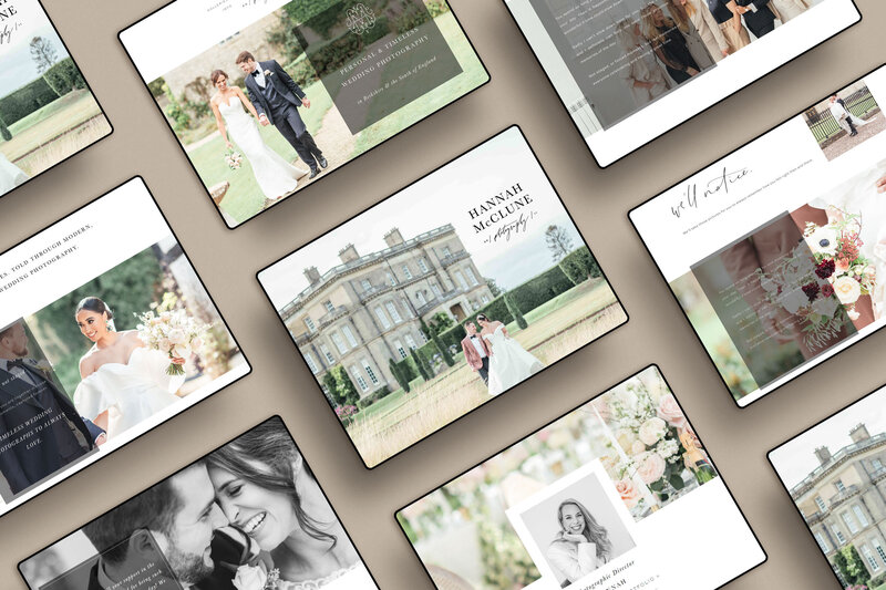 Landscape format mockup of Hannah McClune website on neutral background