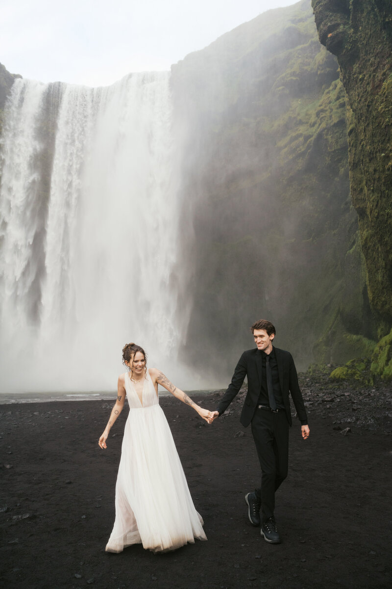 Bride and groom reading vows to each other during Asheville, NC mountain elopement