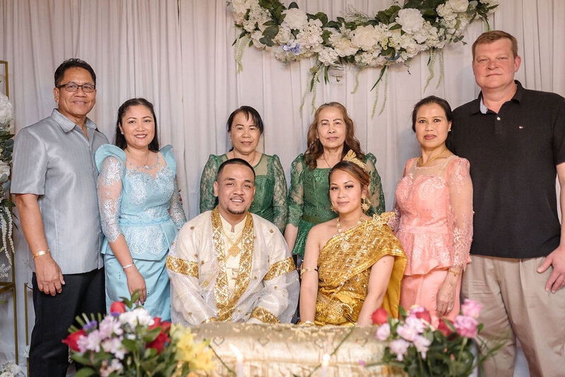 Family photos at Khmer Wedding Ceremony in Jacksonville, FL | Photos by Phavy Photography, Cambodian Wedding Photographer