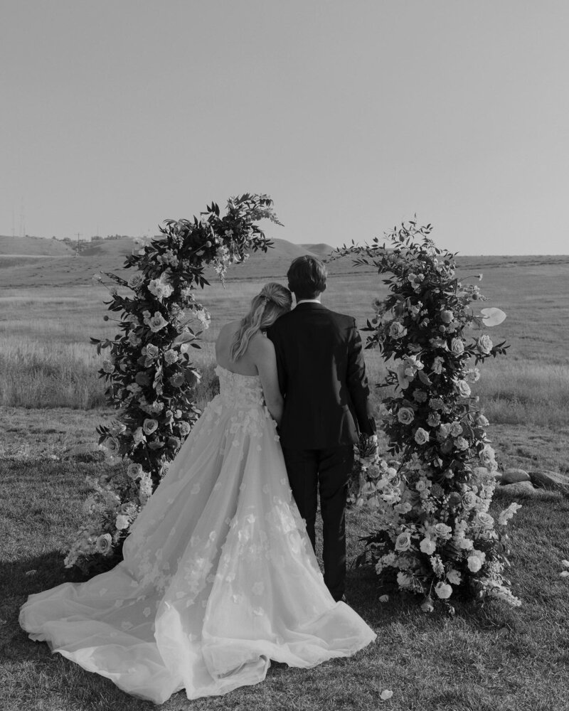 August House couple overlooking the horizon on their wedding day