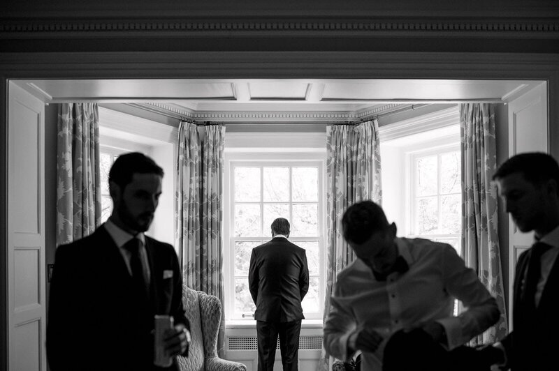 Grooms Father Waiting Before Ceremony Excited at Graydon Hall Manor Toronto Jacqueline James Photography