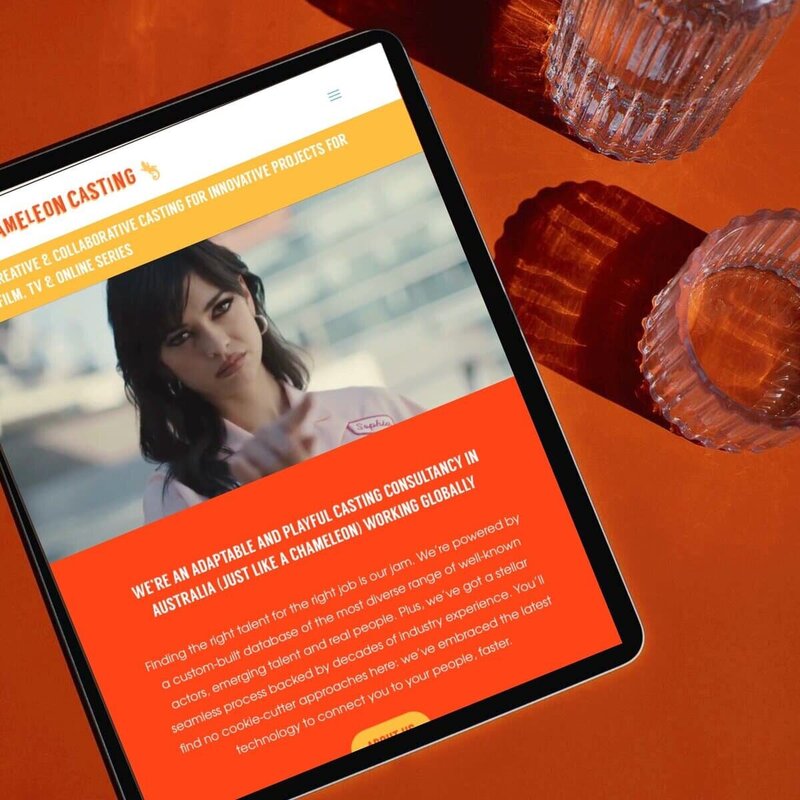 Device mockup chameleon casting wordpress design. Rachelle Deem Designs