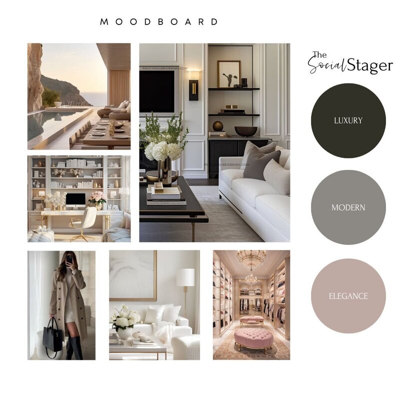 Luxe home staging brand moodboard