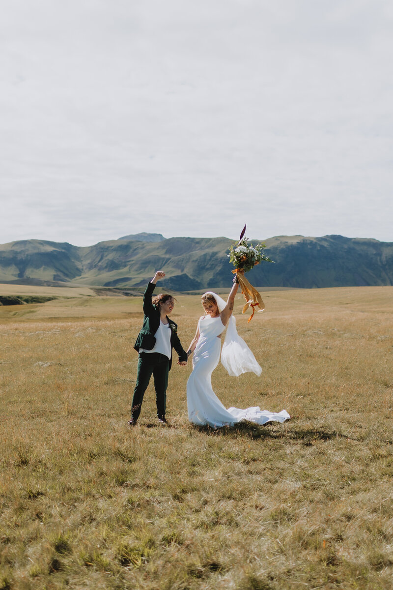 Brides cheering