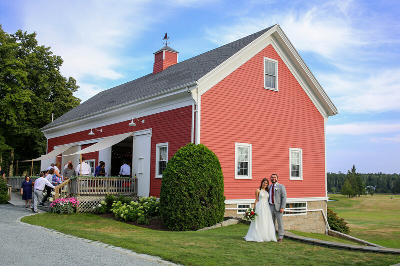 Bride and Groom outside of reception space