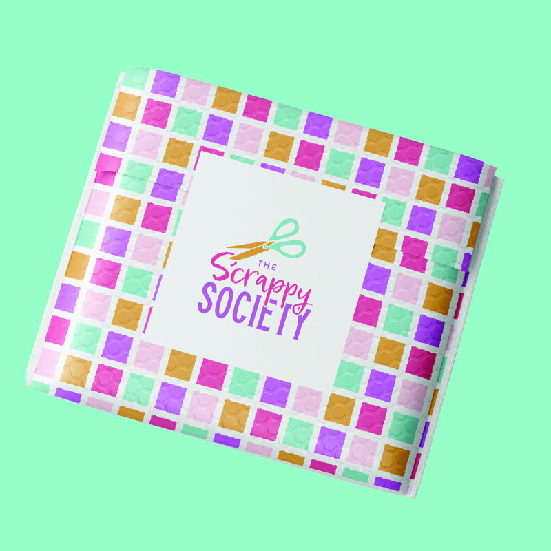 logo and brand pattern on bubble mailer