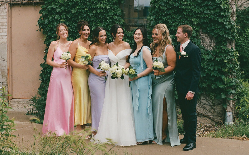 modern-bride-with-colorful-bridesmaids-dresses