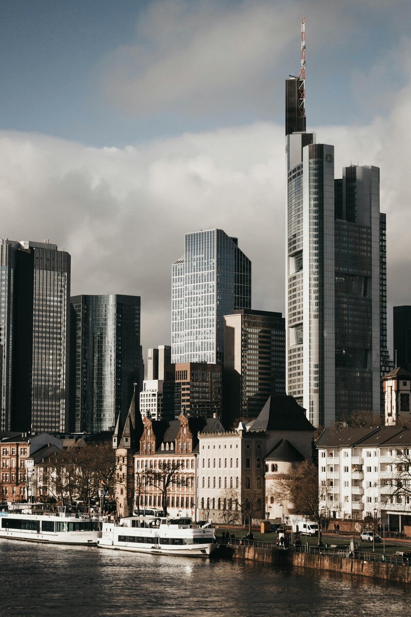 Skyscrapers in Frankfurt by the river