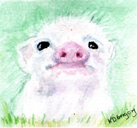 kd gregory itty bitty art - oink