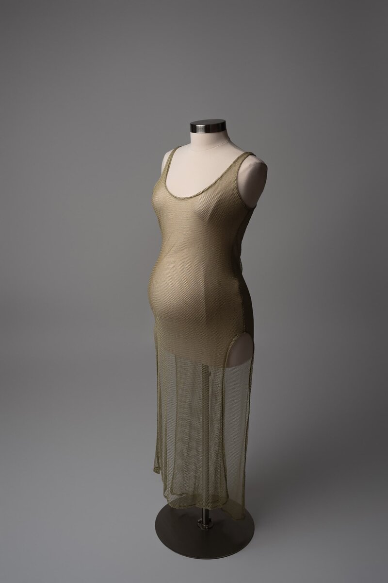 Soft gold mesh slip dress, photographed as part of studio client closet