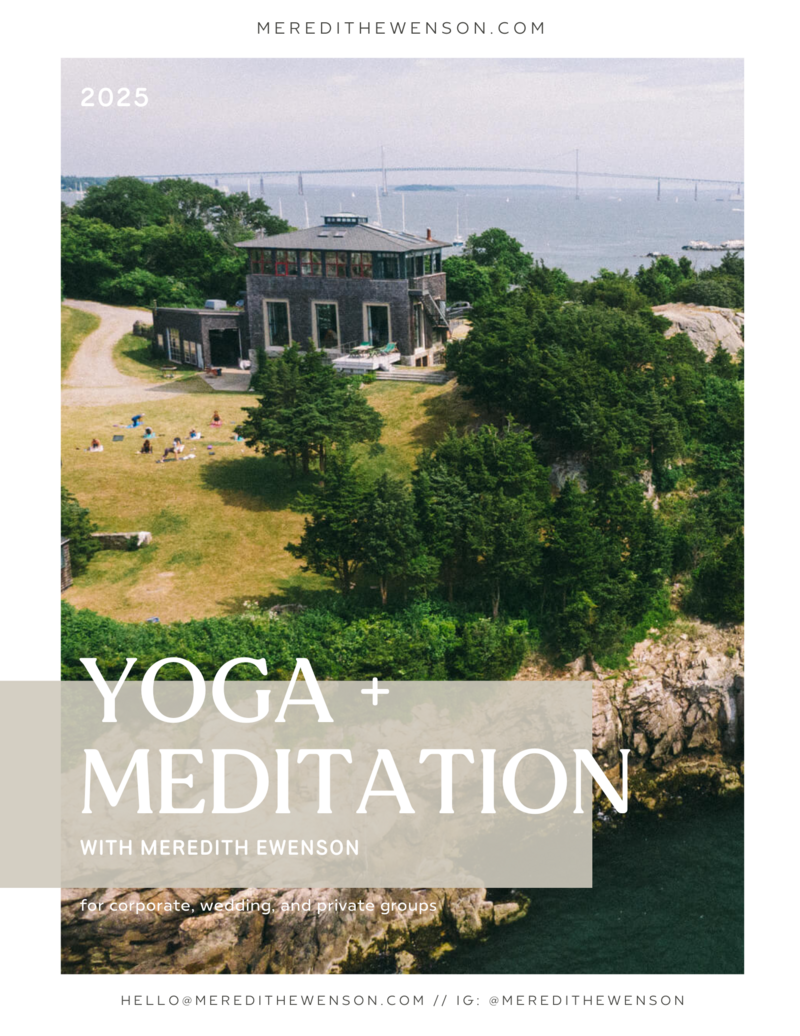 Meredith Ewenson wellness offerings menu for yoga and meditation