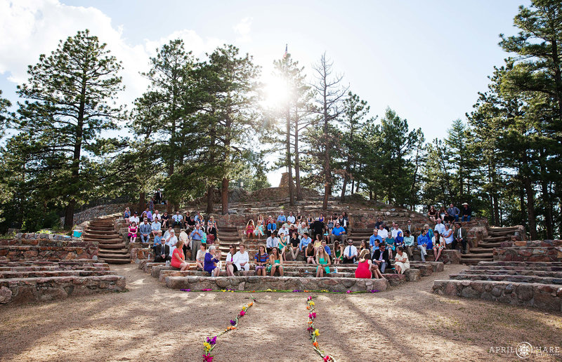 Wedding guests seated on the amphitheater at Sunrise Amphitheater