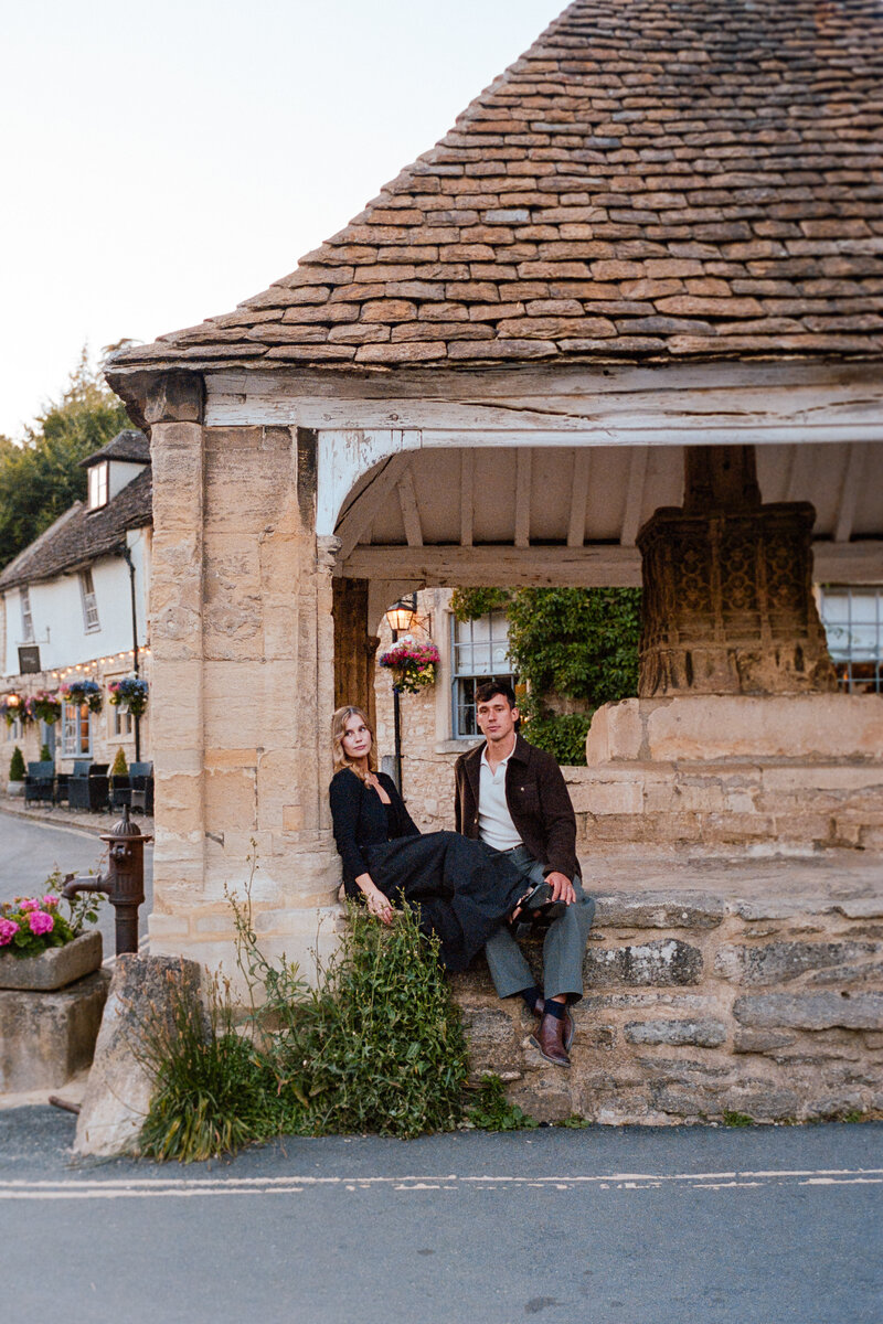 Analogue couple portraits in Castle Combe, Cotswolds