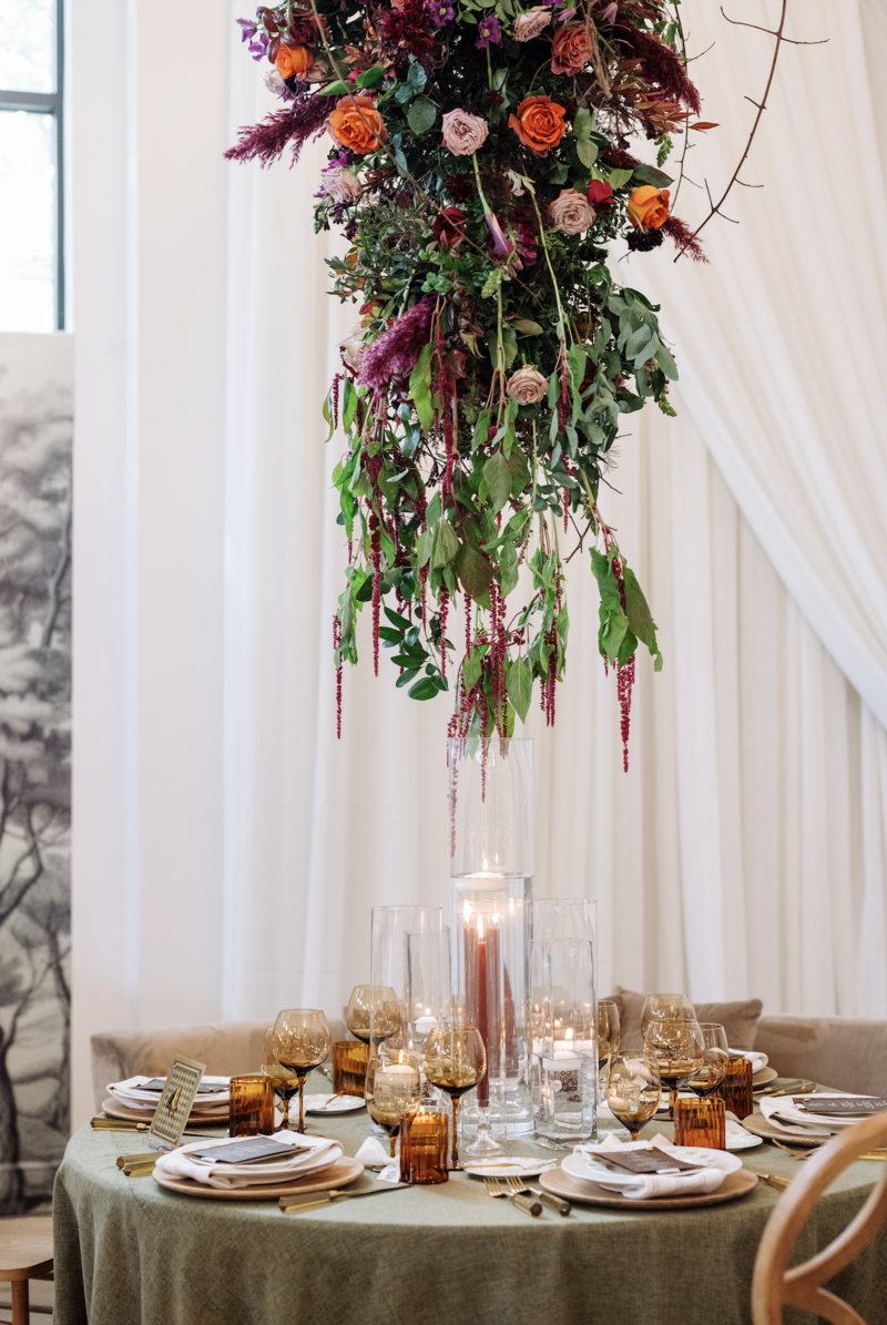 An exquisite floral statement for the wedding table.- The Distillery NC wedding venue.
