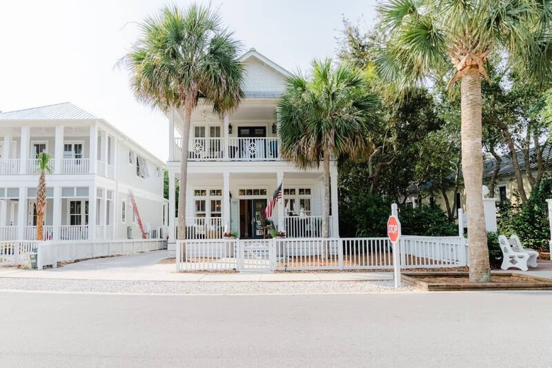 white two story house