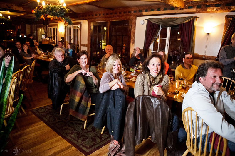 Wedding guests at a Bistro at Marshdale surprise wedding in Colorado