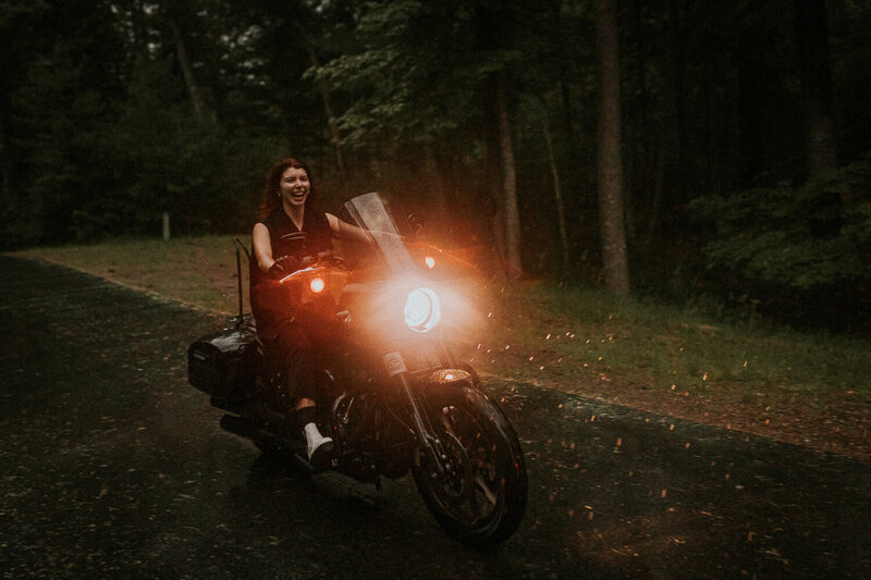 44_Eagle_River_Wisconsin_Lake_Cabin_Rainy_Engagement_Photos_Motorcycles_Harley_Davidson_James_ Stokes_Photograhy_WI.24