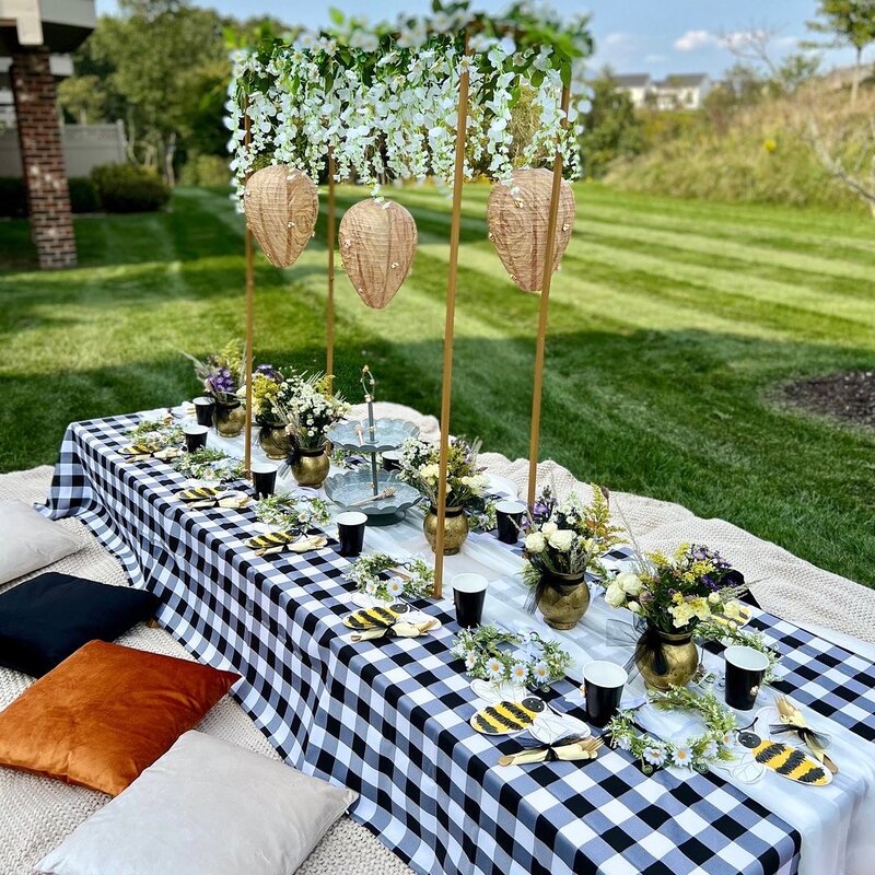 outdoor picnic party styling for summer solstice party