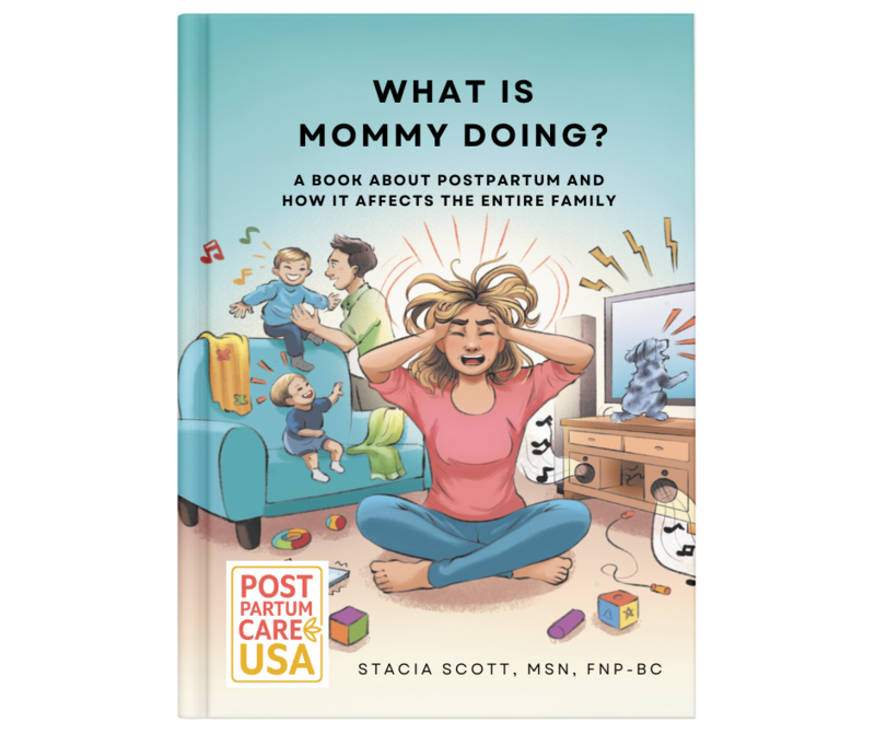 Book mock-up of What is Mommy Doing? A Book About Postpartum and How it Affects the Entire Family