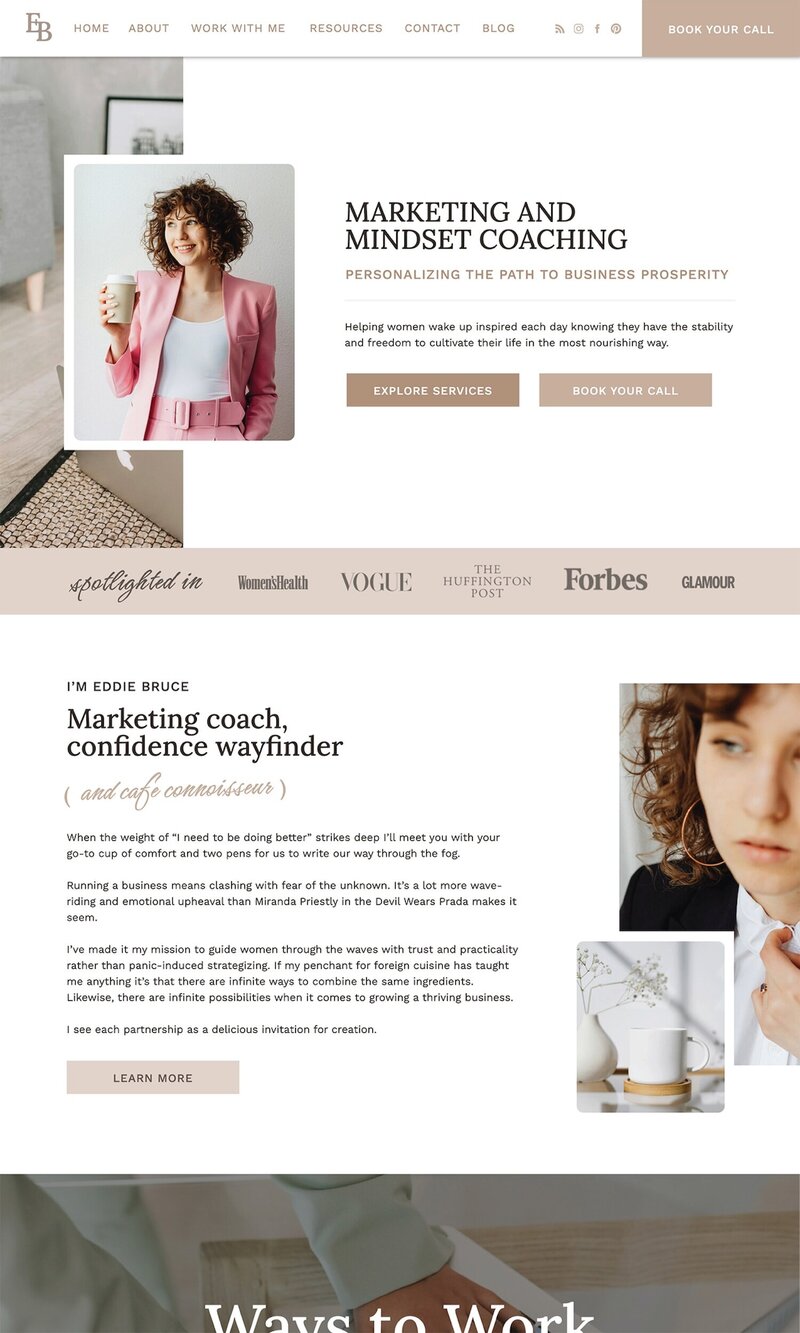 Colorful, feminine Showit website template