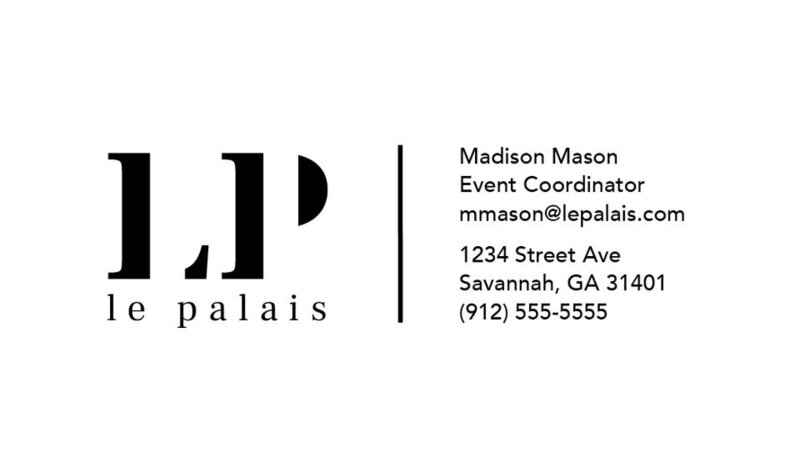 Le Palais Back of Business Card