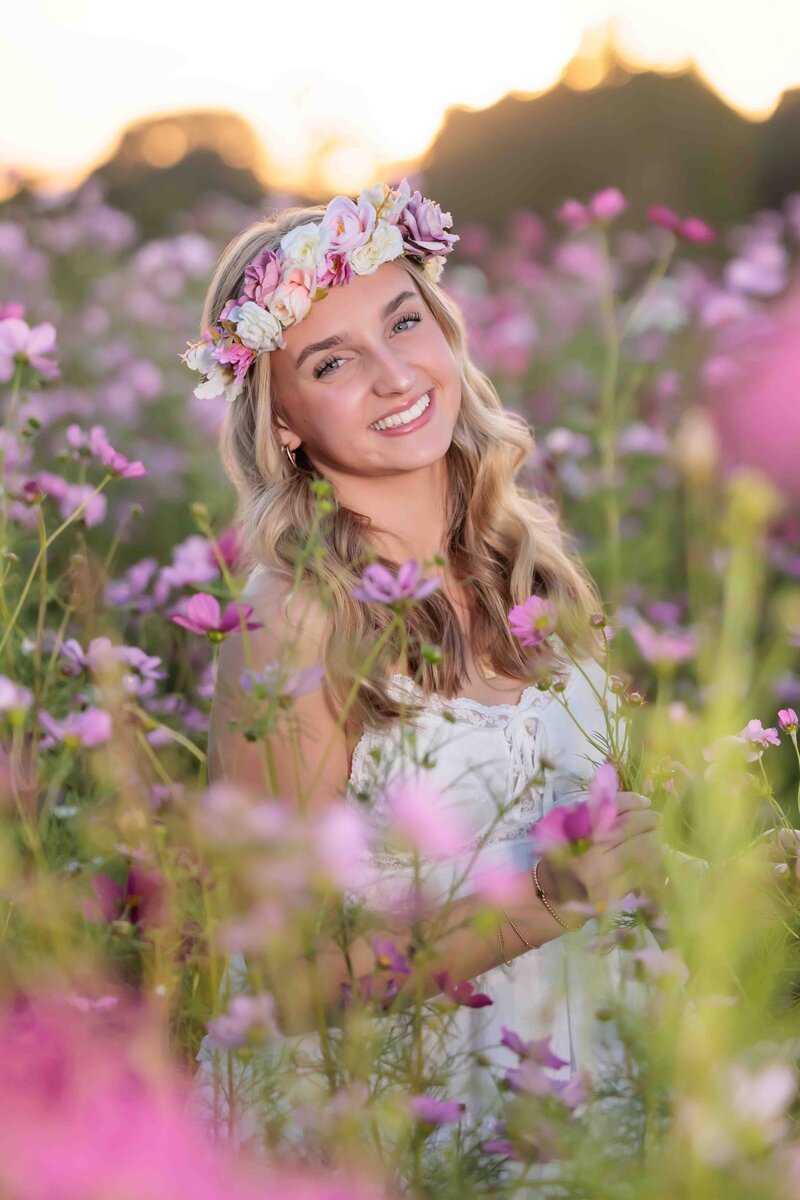 Teen Portraits with yellow tulips in Raleigh, NC.