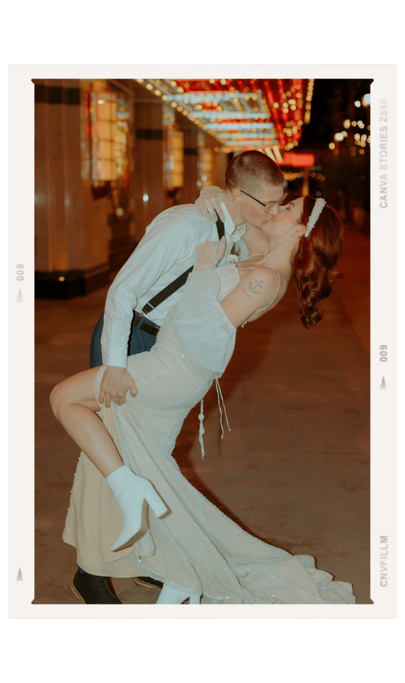 wedding photo kissing las vegas