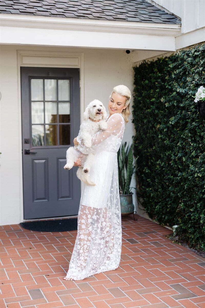 Bride and her dog on her wedding day by Florida wedding photographer