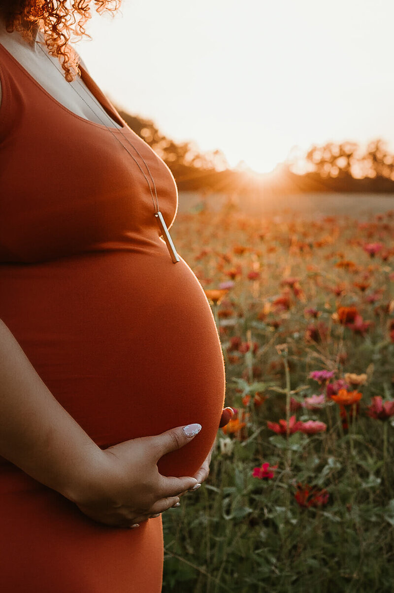 flower-field-sunset-maternity-photo-charlotte-monroe