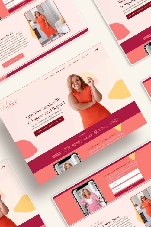 mockup of a showit website design for a marketing coach