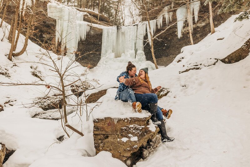 Winter-Waterfall-Engagement-Session