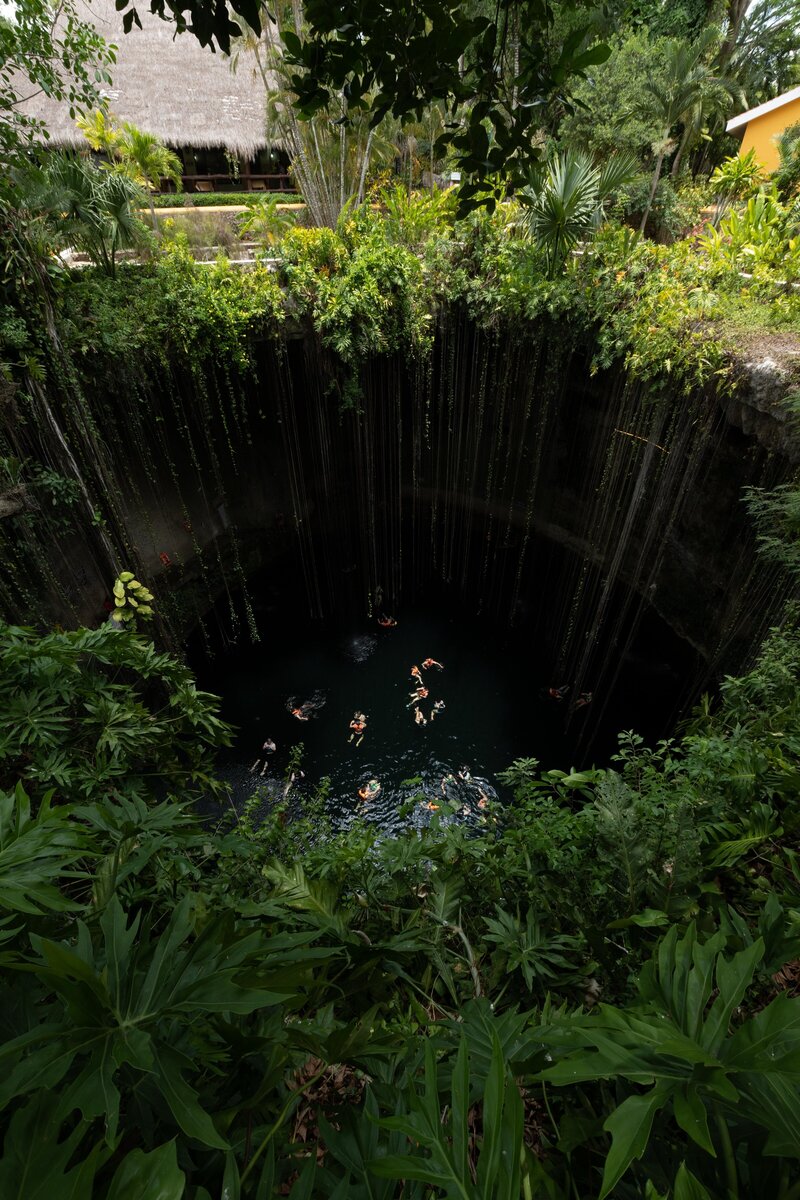 swimming in a cenote in mexico