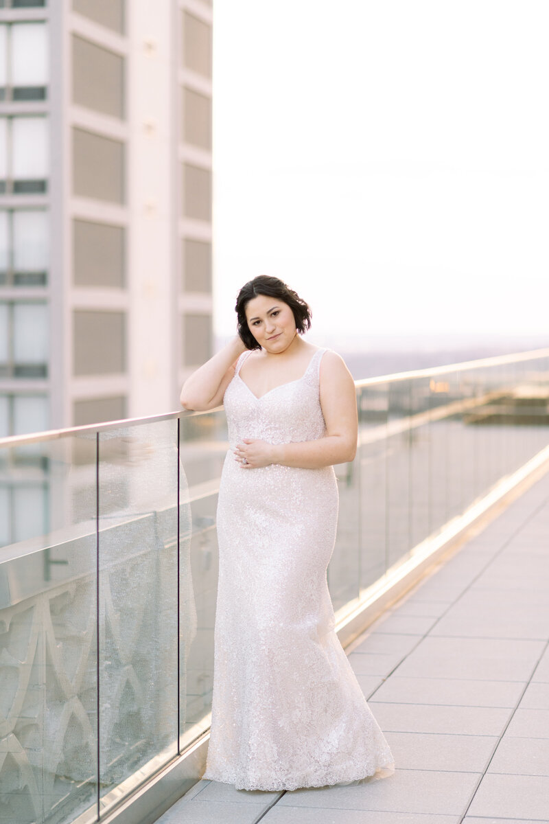 bride at hotel kansas city during sunset wedding