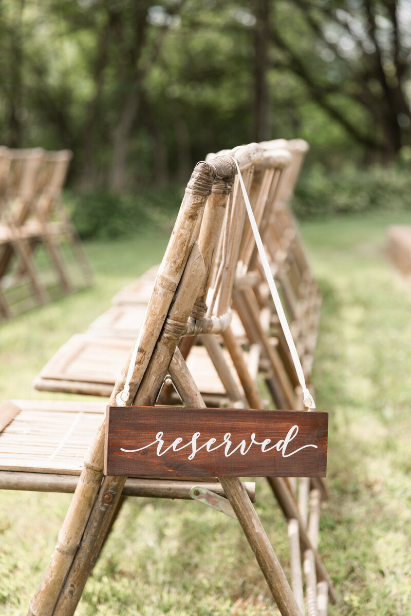 Reserved section at outdoor wedding reception