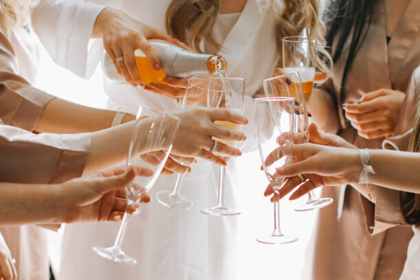 bridal party getting ready for wedding