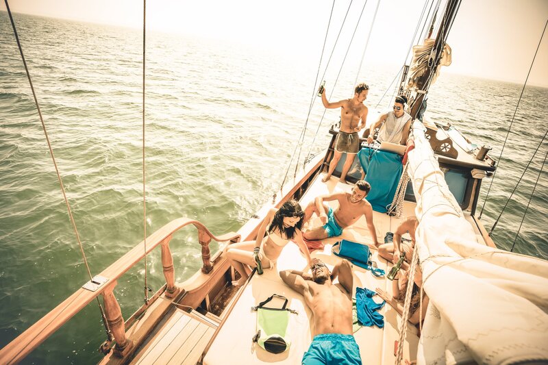 group on sailboat