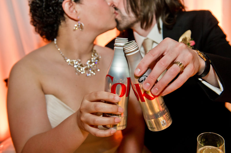 Wedding reception toast with coca cola  at Adventure  Aquarium