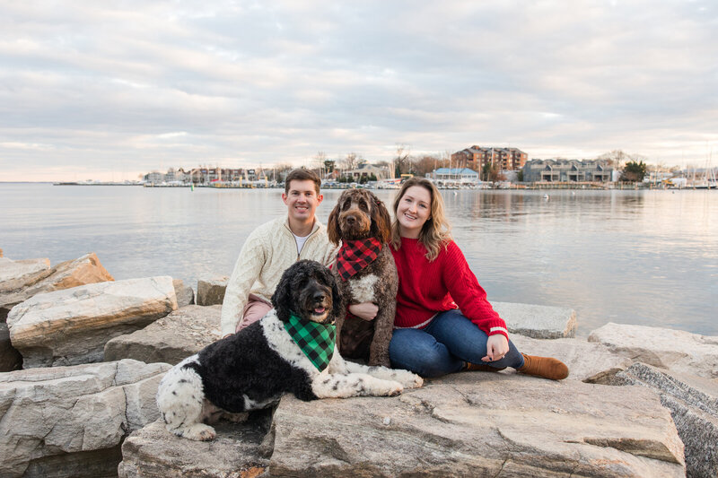 Downtown Annapolis engagement photos at Naval Academy with dogs by Maryland photographer, Christa Rae Photography
