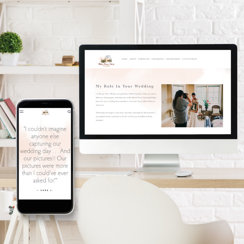 desktop and mobile version of a website designed for a Smoky Mountain wedding photographer