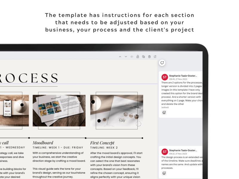 Proposal Template for Designers - Product Images - Checkboxes for progress by The Streamlined Creative by Stephanie Taale - Business Coach, Client Experience and Systems Strategist for brand and website designers