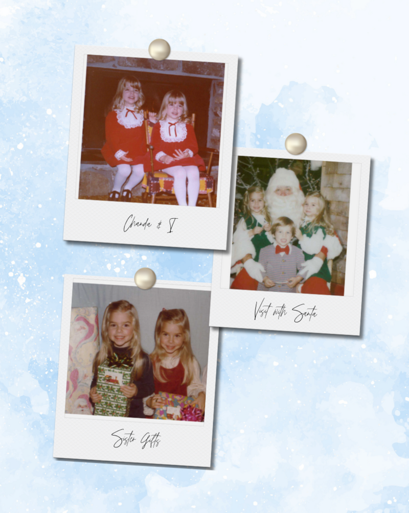 Set of 3 polaroid photos with Christa and Chanda at Christmas
