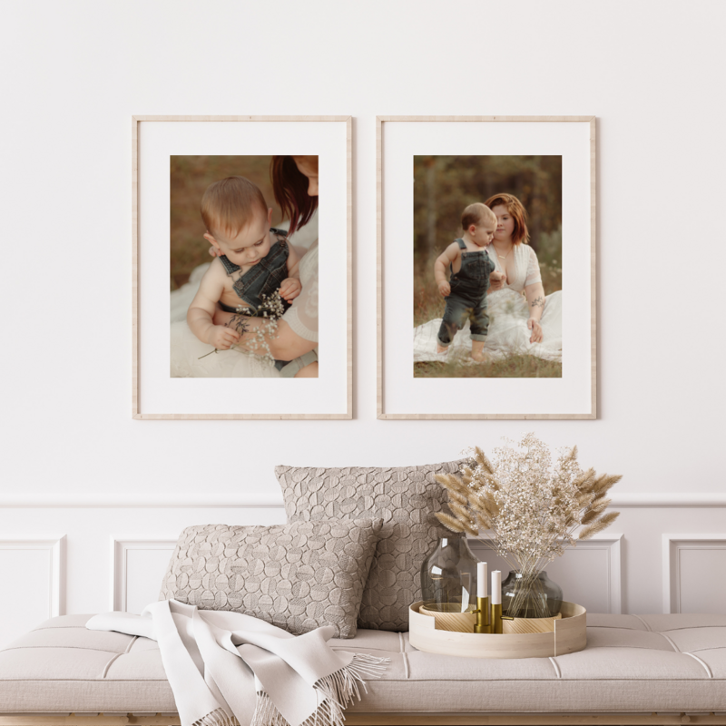 Motherhood pictures displayed in a home by Atlanta Motherhood Photographer